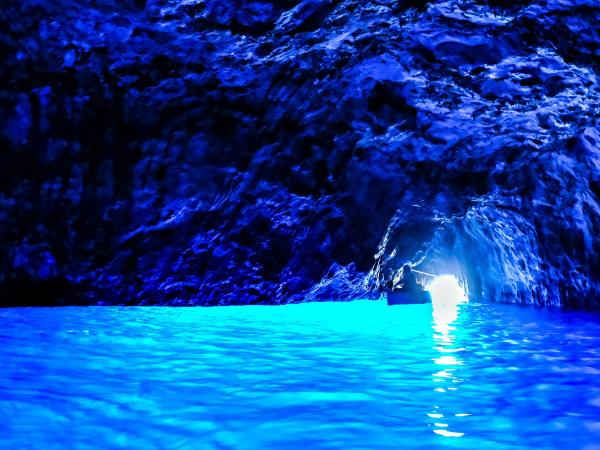 Blue Grotto sea cave near the island of Capri, Italy Amalfi Coast