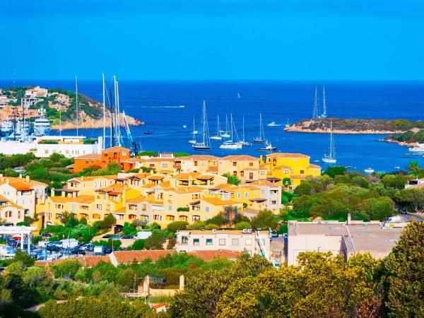View of the town and harbour in Porto Cervo, Sardinia
