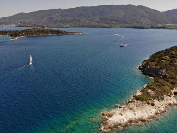 Yachts sailing in the Saronic Gulf, Greece