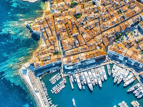 View of the city of Saint-Tropez, Provence, Cote d'Azur, a popular destination for travel in Europe